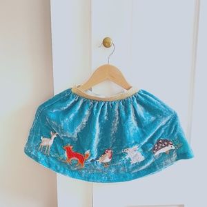 Girls Velour Skirt with Woodland Animals - 3-4